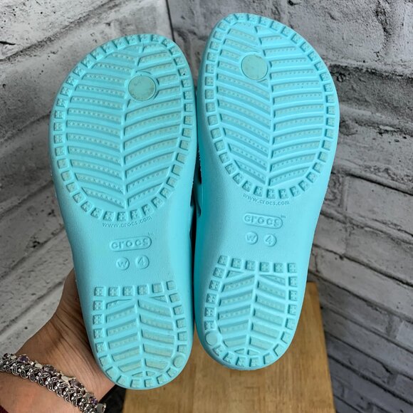 Crocs Kadee II Flip Flops W 4 Aqua Blue Beach Vacation Outdoor Thong Sandals - Picture 7 of 8